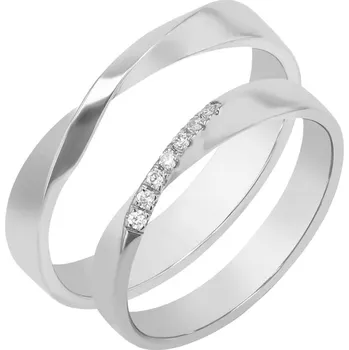 Prsten Platinové propletené snubní prsteny s diamanty Lasha