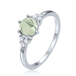 Minet Elegantní stříbrný prsten se světlým mechovým achátem a zirkonem Velikost a váha prstenu: 53