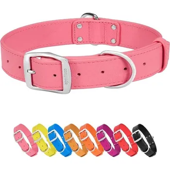 Obojek pro psa quipuda obojek pro psy z pravé kůže pro středně velké psy, měkký polstrovaný obojek z pravé kůže s