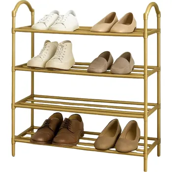 Botník Verk Group Regál na boty Organizátor polic na boty Hromada skříněk Zlatá 4 patrová knihovna Velká