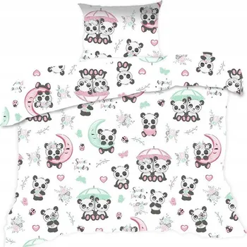 Povlečení Povlečení 140x200 s pandami, bílé, barevné, dětské