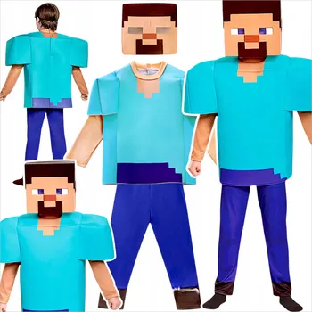 Karnevalový kostým KOSTÝM MINECRAFT PŘEVLEK PRO CHLAPCE STEVE SADA MASKA KOSTÝM NA PLES