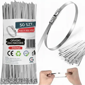 Stahovací páska Hadicová spona Global Service 4,6 mm x 500 mm, 50 ks