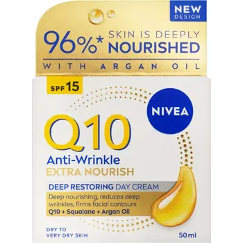 Pleťový krém NIVEA Výživný denní krém proti vráskám Q10 Power SPF 15 50 ml