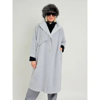 Dámský kabát Miss City Official Světle šedý kabát OXYGEN Šedá, UNI S-XL