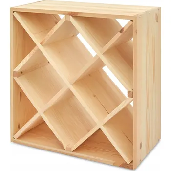 Stojan na víno Dřevěný regál na víno Pinus 3171 52x52x25 cm hnědý