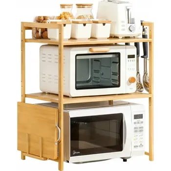 police POLICE STOJAN NA MIKROVLNNOU TROUBU DO KUCHYNĚ STOJAN NA KOŘENÍ BAMBUSOVÉ POLICE