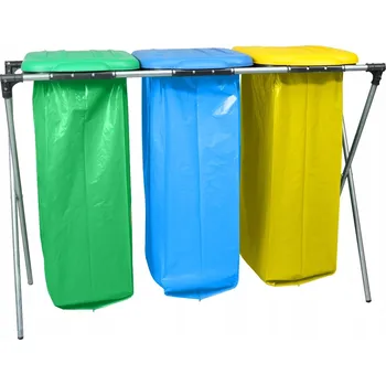 Odpadkový koš Pevný stojan / rám na pytle na tříděný odpad 120L - Trojitý koš