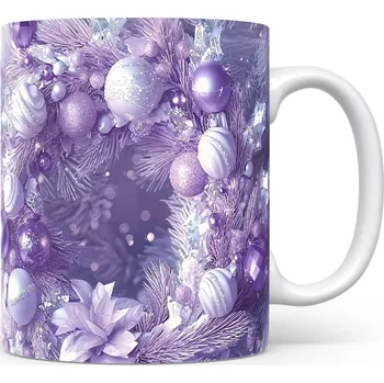 Hrnek s vánočním motivem v lilkových barvách