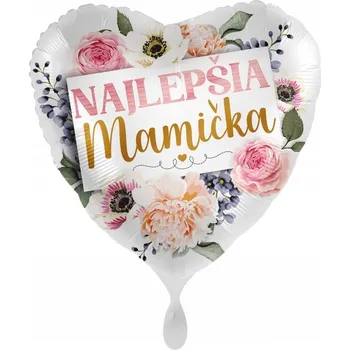 Balónek Fóliový balón srdce Nejlepší maminka kytice 43cm