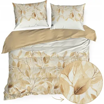 Povlečení Povlečení saténové SPRING 220x200 Eurofirany krémové béžové větvičky listy