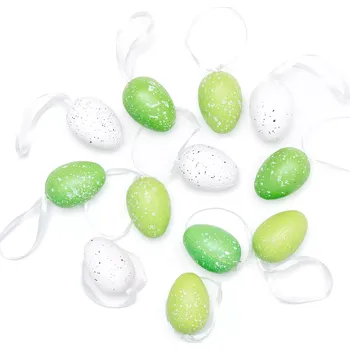 Velikonoční dekorace Velikonoční závěsné dekorace vajíčka zelená 12 ks