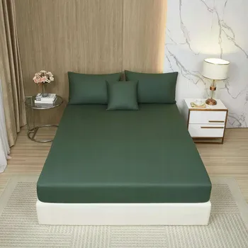 Prostěradlo Prostěradlo s gumou saténové 140x200 cm, zelené