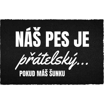 Rohožka Kokosová rohožka černá vstupní do domu Dárek s motivem psa, 60x40 cm