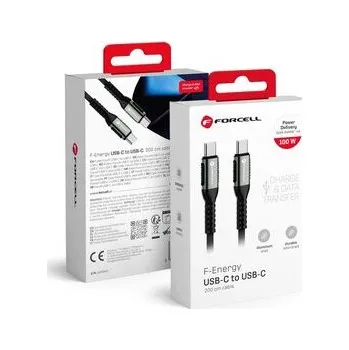 Pouzdro na mobilní telefon Kabel USB‑C – USB‑C Forcell F‑Energy QC4.0 / PD, 5 A, 100 W, Cafule, 2 m, černý - Forcell + zdarma možnost vyzkoušet a vrátit zboží do 30 dní