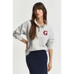 MIKINA GANT G BADGE HALF BUTTON UP SWEAT LIGHT GREY MELANGE