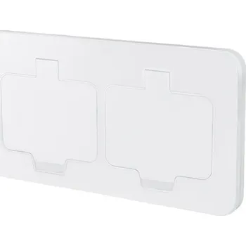 Elektrická zásuvka Solight vestavná podlahová dvojzásuvka, IP55, matná bílá, obdélníkové víčko