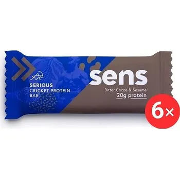 SENS Serious Protein tyčinka s 20g bílkovin a cvrččí moukou, 6 x 40g, hořké kakao a sezam