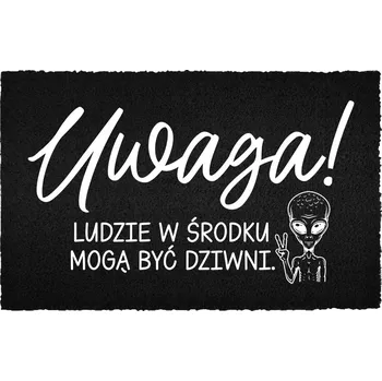 Rohožka KOKOSOVÁ VSTUPNÍ ROHOŽKA 40X60 S POTISKEM DOMU, STYLOVÁ ČERNÁ DEKORACE