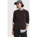 SVETR GANT LAMBSWOOL CABLE C-NECK DEEP BROWN