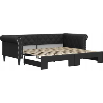 Pohovka Černá rozkládací lenoška-pohovka 235 x 100 x 68 cm, s funkcí spaní