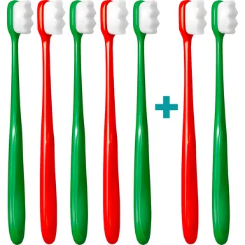Zubní kartáček 5+2 Ultrajemný zubní kartáček Nanosmile Red&Darkgreen
