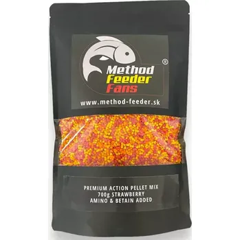 Návnadová surovina METHOD FEEDER FANS - Pelety Action Fluo Jahoda 700 g