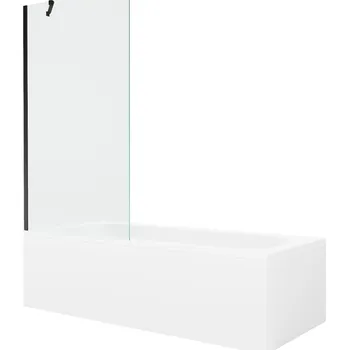Vanová zástěna MEXEN/S - Vega obdélníková vana 150 x 70 cm s panelem + vanová zástěna 90, transparent, černá 550115070X9509000070