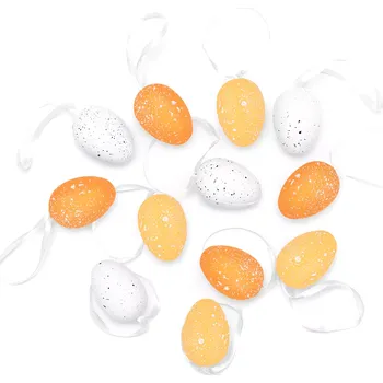 Velikonoční dekorace Velikonoční závěsné dekorace vajíčka oranžová 12 ks
