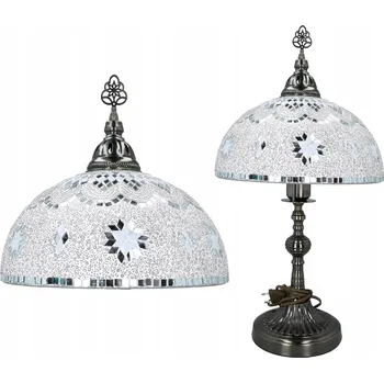 Lampička STOLNÍ LAMPA BÍLÉ STÍNIDLO NOČNÍ DO LOŽNICE OBÝVÁKU STYLOVÁ DEKORACE