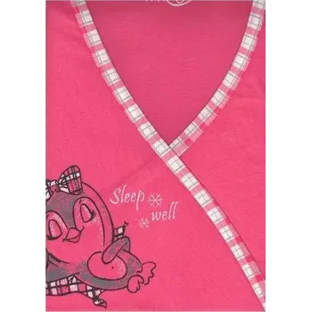 Dámská noční košile Taro, mateřská noční košile 113-Asia, dlouhý rukáv, růžová s obtiskem ptáčka, vel. L