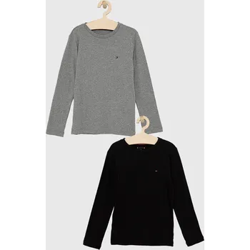 Chlapecká košile Dětská bavlněná košile s dlouhým rukávem Tommy Hilfiger (2-pack) UB0UB00309.4890 šedá 90A, vel. 104-110