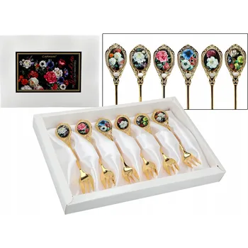 Příbor SADA 6 VIDLIČEK NA DORTY KVĚTINY MIX PŘÍBORŮ NA DEZERTY DÁREK