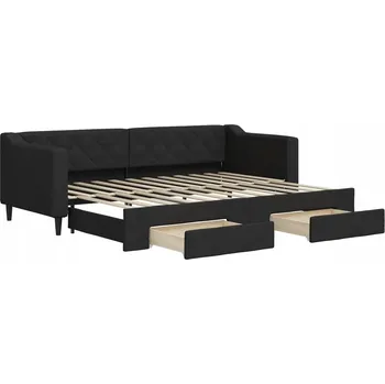 Pohovka Černá pohovka s funkcí spaní 223x90x67 cm, rozkládací s úložnými zásuvkami