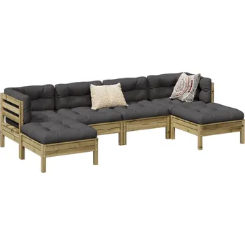 Zahradní lavice zahrada-XL 6dílná zahradní sedací souprava a podušky impregnovaná borovice 3299573