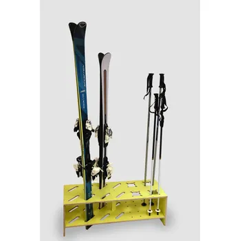 Stojan na květiny Vingo Kombinovaný dřevěný stojan na lyže a hůlky - žlutý Typ: 93 x 35