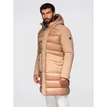 Ombre Clothing Béžová pánská prošívaná bunda s kapsami V2 JALJ