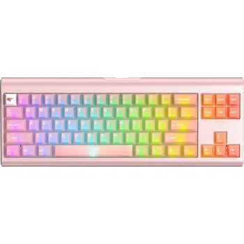 Havit - Herní klávesnice (KB896L) - USB-C, se světly RGB, 71 kláves, 1,2 m, 350 mA, 5 V - růžová