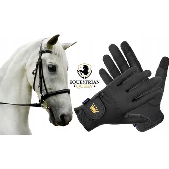Rukavice Jezdecké rukavice Equestrian queen černé vel. M