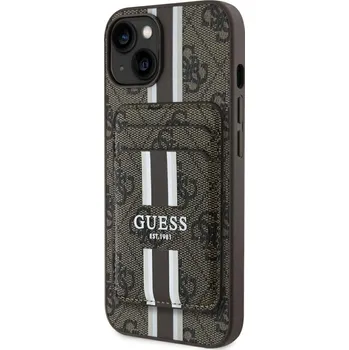 Pouzdro na mobilní telefon Guess - Cardslot 4G Stripes MagSafe (GUBPHCP15SP4RPSW) - iPhone 15 - hnědý