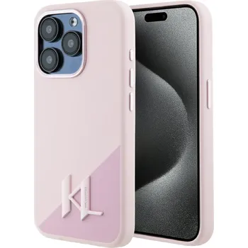 Pouzdro na mobilní telefon Karl Lagerfeld - Silikonový MagSafe (KLHMP15XSCMKMPCP) - iPhone 15 Pro Max - Pink Shadow Metal Initial