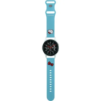 Řemínek na hodinky Hello Kitty - řemínek Silikonová hlava kočičky (HKUWLSCHBLB) - Samsung Watch (46 mm)/Watch 3, Huawei Watch GT 2/GTÂ 3Â (46 mm) - modrý