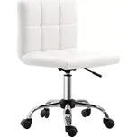 HOMCOM Kancelářská židle, ergonomická židle bez područek, výškově nastavitelná otočná židle, počítačová židle do kanceláře, studovny, umělá kůže, bílá