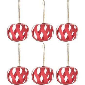 Vánoční dekorace IKEA VINTERFINT Vánoční Koule na vánoční stromek ozdoba papír 8 cm 6 ks červená