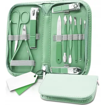 12dílná sada na manikúru a pedikúru, cestovní kožená sada