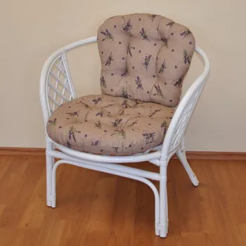 Nábytek Ratanové křeslo Bahama bílé Motiv levandule
