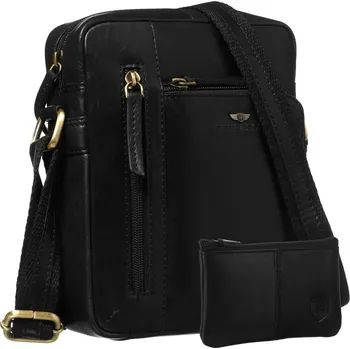 Elegantní pánská kabelka přes rameno z přírodní kůže Barva: Černá