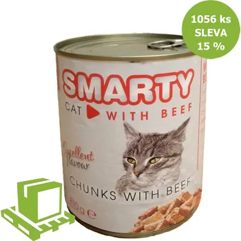 SMARTY Cat Hovězí chunks, konzerva 810 g (paleta 1056 ks) SLEVA 15 %
