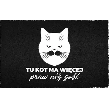 Rohožka KOKOSOVÁ VSTUPNÍ ROHOŽKA 40X60 HUMOR NÁPIS KOČKA MÁ PRÁVO NEŽ VY