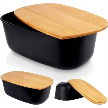 chlebník Chlebník s prkénkem Vilde černý plast